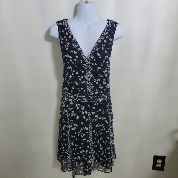 Simply Vera Vera Wang Mix-Print Fit & Flare Dress - Black and White Size L - Picture 1 of 8